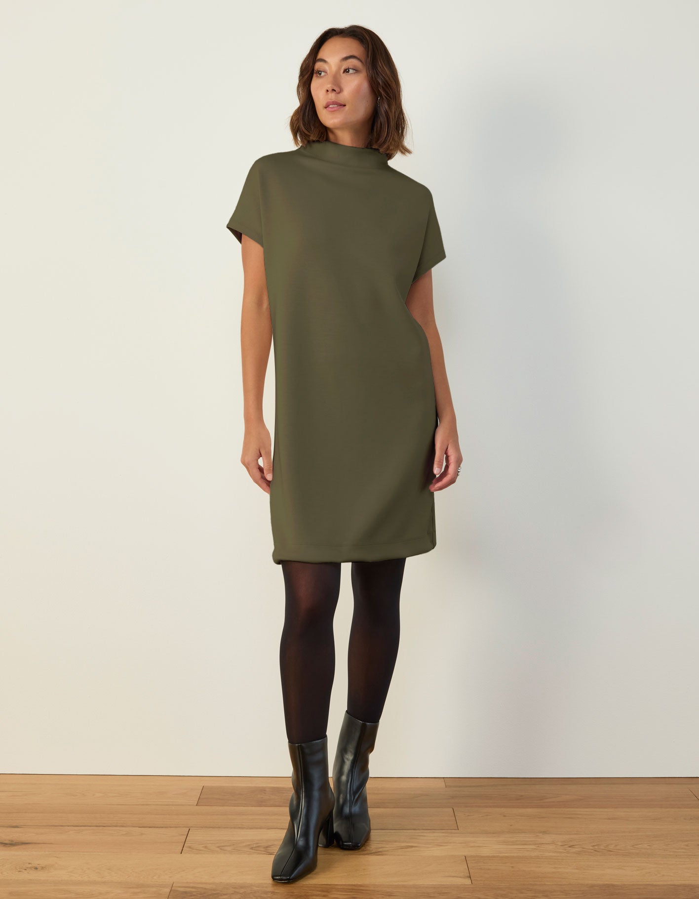 mock-neck-shift-dress-moss